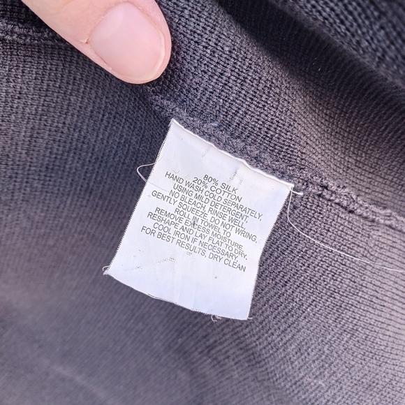 EILEEN FISHER Black Gray Silk Blend Color-block Knit A Line Open Cardigan Sz S - Picture 7 of 7